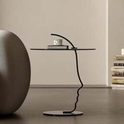 Rackhams Theobald Face Side Table, Carbon Steel Rack & Tempered Glass - thumbnail 5