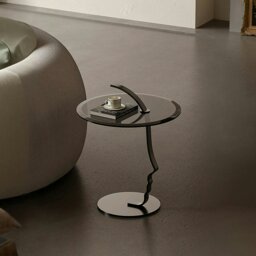 Rackhams Theobald Face Side Table, Carbon Steel Rack & Tempered Glass - thumbnail 1