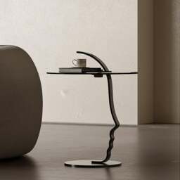 Rackhams Theobald Face Side Table, Carbon Steel Rack & Tempered Glass - thumbnail 2