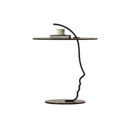 Rackhams Theobald Face Side Table, Carbon Steel Rack & Tempered Glass - thumbnail 3
