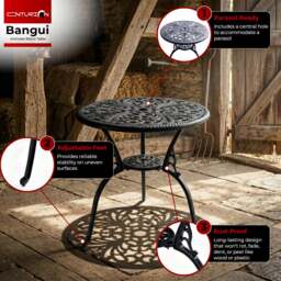Rackhams BANGUI Black Garden and Patio Cast Aluminium Bistro Table - thumbnail 4