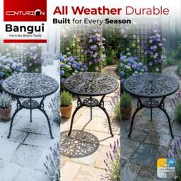 Rackhams BANGUI Black Garden and Patio Cast Aluminium Bistro Table - thumbnail 5