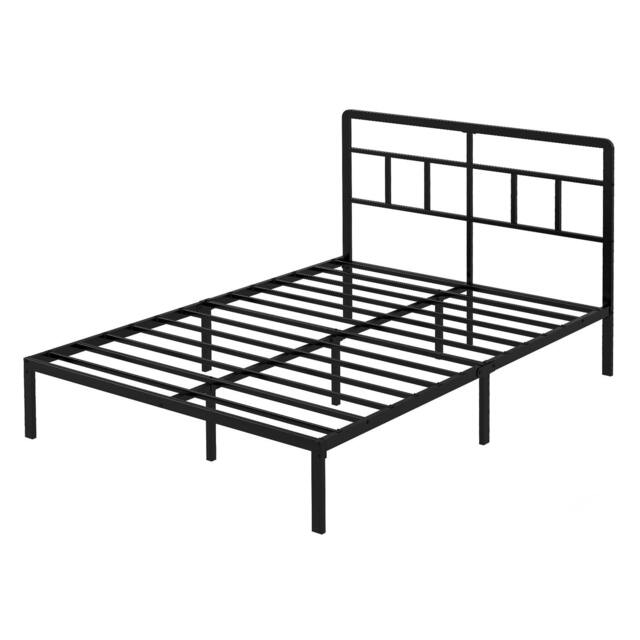 Rackhams Double Bed Frame Metal Platform with Headboard Heavy Duty 4FT6 Black - image 1