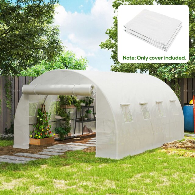 Rackhams 6 x 3 x 2m Greenhouse Replacement Cover ONLY for Tunnel Greenhouse - White - 4 x 3 x 2m