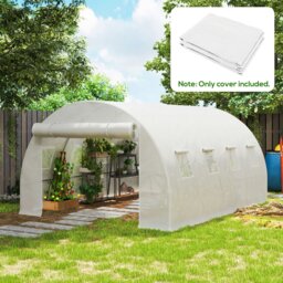 Rackhams 6 x 3 x 2m Greenhouse Replacement Cover ONLY for Tunnel Greenhouse - White - 4 x 3 x 2m - thumbnail 1