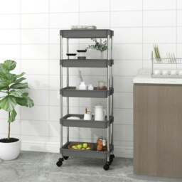 Rackhams 5-Tier Kitchen Trolley Grey 42x29x128 cm Iron and ABS - thumbnail 1