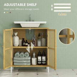 Rackhams Under Sink Bathroom Cabinet, Sink Storage Cabinet with Slat Doors - White - thumbnail 4