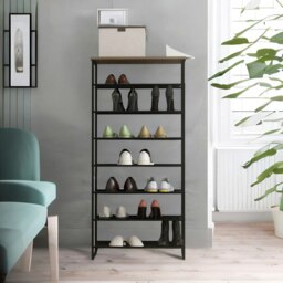 Rackhams 8-Tier Industrial Vertical Shoe Rack With Mesh Shelves Grey - thumbnail 3