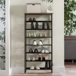 Rackhams 8-Tier Industrial Vertical Shoe Rack With Mesh Shelves Grey - thumbnail 2