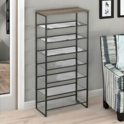 Rackhams 8-Tier Industrial Vertical Shoe Rack With Mesh Shelves Grey - thumbnail 5