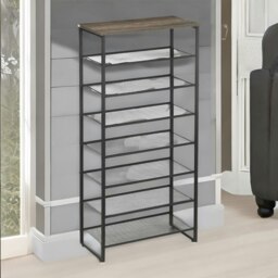Rackhams 8-Tier Industrial Vertical Shoe Rack With Mesh Shelves Grey - thumbnail 6
