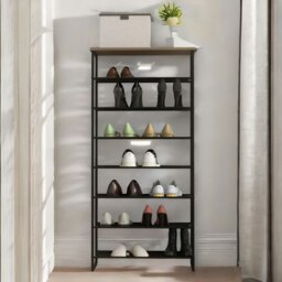 Rackhams 8-Tier Industrial Vertical Shoe Rack With Mesh Shelves Grey - thumbnail 4