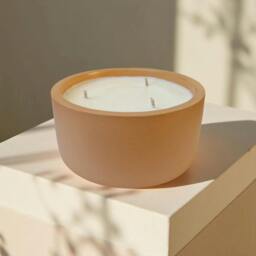 Rackhams Concrete Round Candle - 3 Wick - Sage Green or Terracotta - Terracotta - Enchanted Forest - thumbnail 1