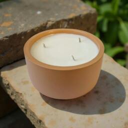 Rackhams Concrete Round Candle - 3 Wick - Sage Green or Terracotta - Terracotta - Enchanted Forest - thumbnail 6