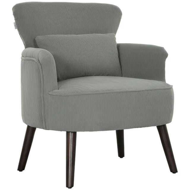 Rackhams Corduroy Retro Accent Chair - Light Grey