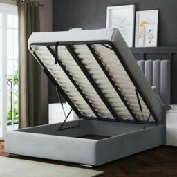 Rackhams Evangeline Ottoman Bed with Upholstered Headboard - Silver - Double / 4ft6 - thumbnail 5
