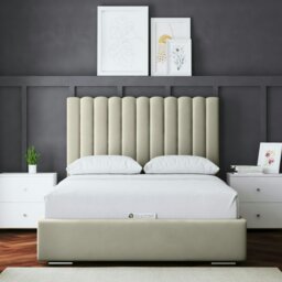 Rackhams Evangeline Ottoman Bed with Upholstered Headboard - Silver - Double / 4ft6 - thumbnail 1