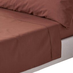 Rackhams Crisp & Cool 200 TC Egyptian Cotton Percale Flat Sheet - Chocolate - Double - thumbnail 1
