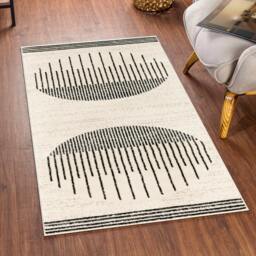 Rackhams Pisa-Geometric Black Grey Ivory Modern Rug - 150 x 213 cm - thumbnail 5