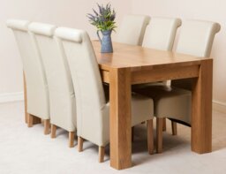Rackhams Kuba Large Oak Dining Table with Montana Leather Chairs - 8 chairs - Brown - thumbnail 2