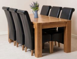 Rackhams Kuba Large Oak Dining Table with Montana Leather Chairs - 8 chairs - Brown - thumbnail 4