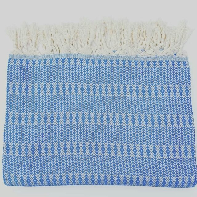 Rackhams Nora Cotton Reversible Throw Blanket - Royal Blue - image 1