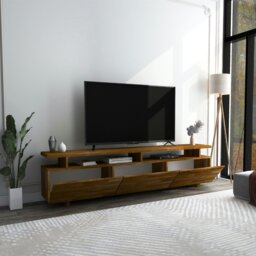 Rackhams Magnus Solid Pine Wood Handmade TV Stand and Entertainment Center for Living Room - Oak - thumbnail 4