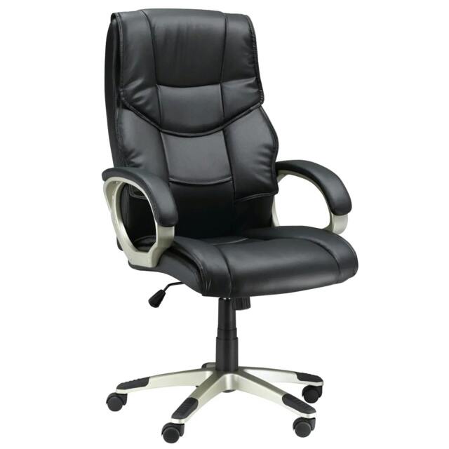 Rackhams Home Office Chair High Back Computer Desk Chair with Faux Leather Adjustable Height Rocking Function Black - image 1