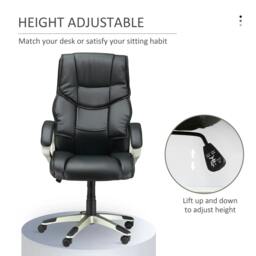 Rackhams Home Office Chair High Back Computer Desk Chair with Faux Leather Adjustable Height Rocking Function Black - thumbnail 4