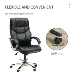 Rackhams Home Office Chair High Back Computer Desk Chair with Faux Leather Adjustable Height Rocking Function Black - thumbnail 6
