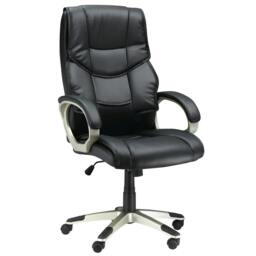 Rackhams Home Office Chair High Back Computer Desk Chair with Faux Leather Adjustable Height Rocking Function Black - thumbnail 1