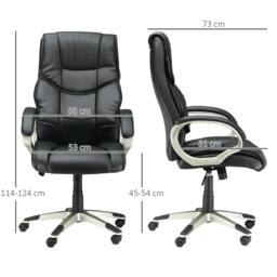 Rackhams Home Office Chair High Back Computer Desk Chair with Faux Leather Adjustable Height Rocking Function Black - thumbnail 3
