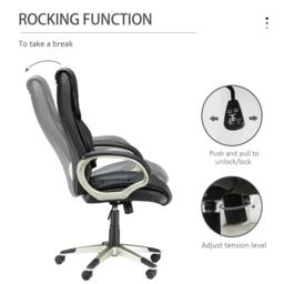 Rackhams Home Office Chair High Back Computer Desk Chair with Faux Leather Adjustable Height Rocking Function Black - thumbnail 5