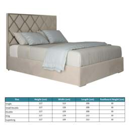 Rackhams Tammy Upholstered Soft Velvet Metal Bed Frame - Cream - Silver - Small double - thumbnail 4
