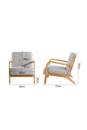 Rackhams Grey Solid Wooden Frame Upholstered Tufted Armchair - Grey - thumbnail 3