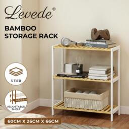 Rackhams Bamboo Storage Shelf 3-Tier  Organiser Shelving Unit Stand Shoe Rack - thumbnail 2