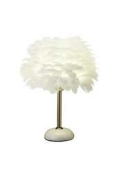 Rackhams Ceramic Feather Design Table Lamp with LED Light - White - One Size - thumbnail 3