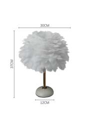 Rackhams Ceramic Feather Design Table Lamp with LED Light - White - One Size - thumbnail 2