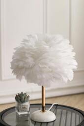 Rackhams Ceramic Feather Design Table Lamp with LED Light - White - One Size - thumbnail 5