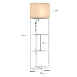 Rackhams Corner Modern Floor Lamp with Shelves for Living Room, White - thumbnail 4