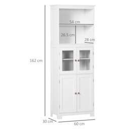 Rackhams Kitchen Cupboard Storage Cabinet Adjustable Shelves, Glass Doors, White - thumbnail 6