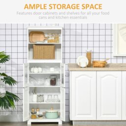 Rackhams Kitchen Cupboard Storage Cabinet Adjustable Shelves, Glass Doors, White - thumbnail 5