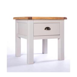 Rackhams Argenta Light Grey 1 Drawer Side Table Brass Cup Handle - thumbnail 2