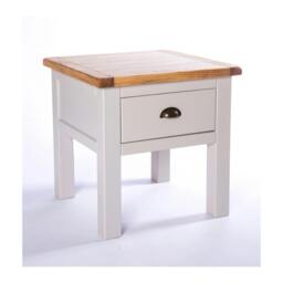 Rackhams Argenta Light Grey 1 Drawer Side Table Brass Cup Handle - thumbnail 3