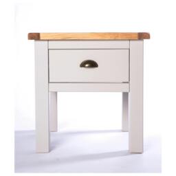 Rackhams Argenta Light Grey 1 Drawer Side Table Brass Cup Handle