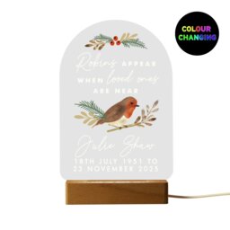 Rackhams Personalised Robins Appear Wooden Based LED Light - thumbnail 1
