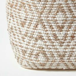 Rackhams Sierra Natural Diamond Pattern Jute Bean Filled Pouffe - 60 x 60 x 30 cm - thumbnail 5