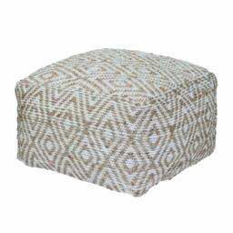 Rackhams Sierra Natural Diamond Pattern Jute Bean Filled Pouffe - 60 x 60 x 30 cm