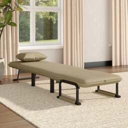 Rackhams Grey/Khaki Upholstered Single Sleeper Chair Convertible Sofa Bed with Metal Legs - Grey - thumbnail 6