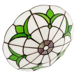Rackhams Traditional Stained Glass Tiffany Pendant Light Shade with Emerald Green Leaves - thumbnail 3